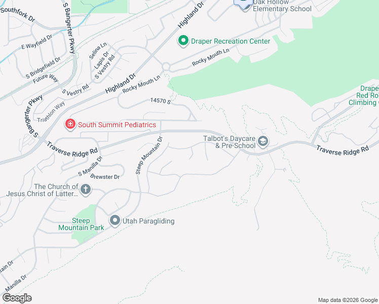 map of restaurants, bars, coffee shops, grocery stores, and more near 717 Draper View Road in Draper