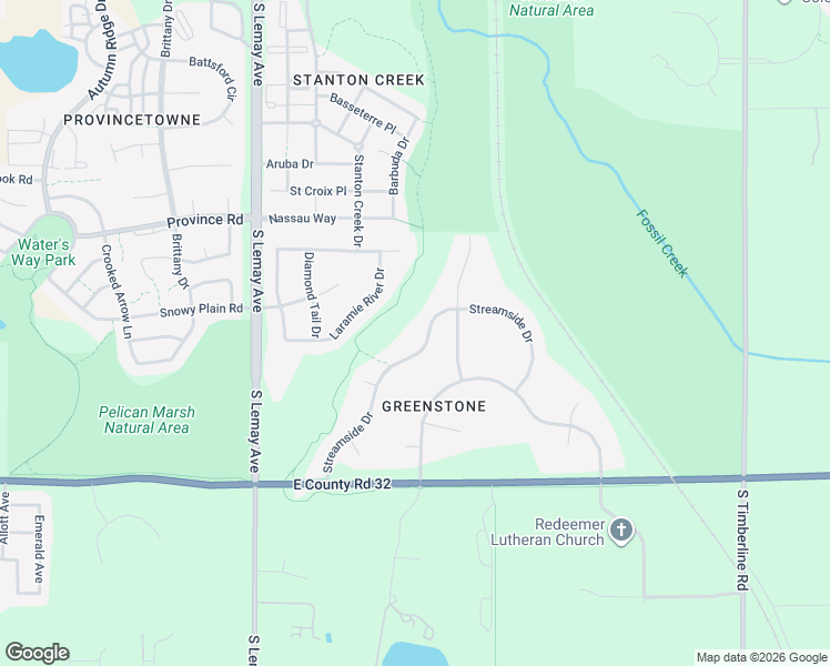 map of restaurants, bars, coffee shops, grocery stores, and more near 7219 Streamside Drive in Fort Collins