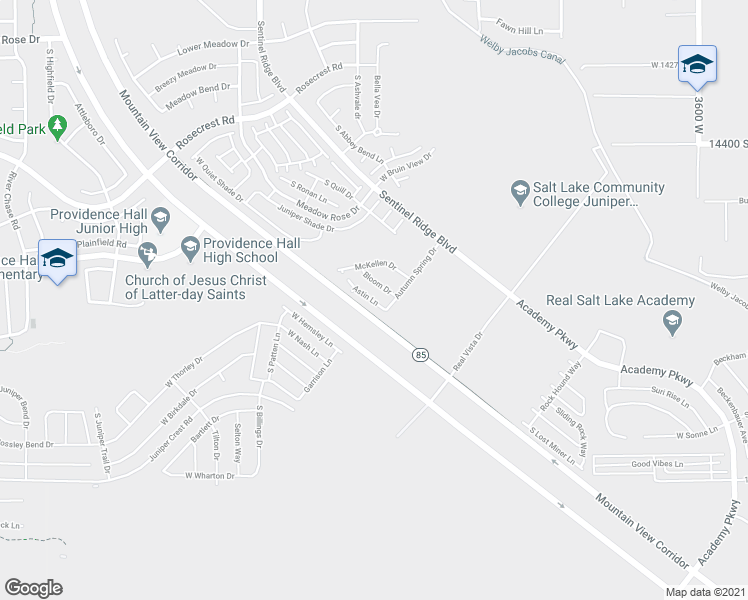 map of restaurants, bars, coffee shops, grocery stores, and more near 14654 Bloom Drive in Herriman