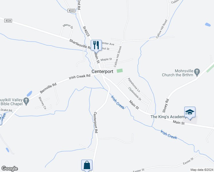 map of restaurants, bars, coffee shops, grocery stores, and more near 306 Centerport Road in Mohrsville