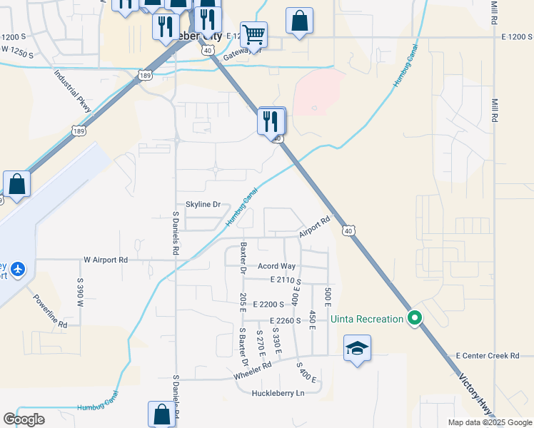 map of restaurants, bars, coffee shops, grocery stores, and more near 132 Greenfield Circle in Heber City