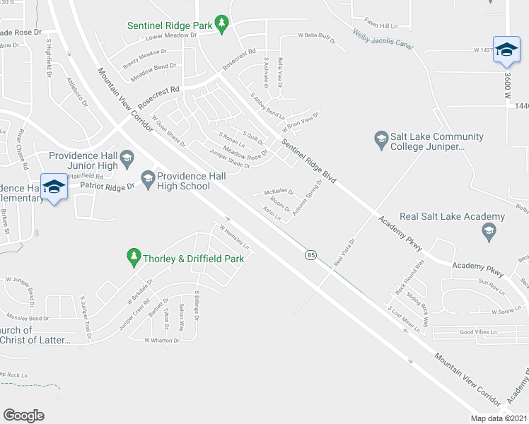 map of restaurants, bars, coffee shops, grocery stores, and more near 14653 Astin Lane in Herriman
