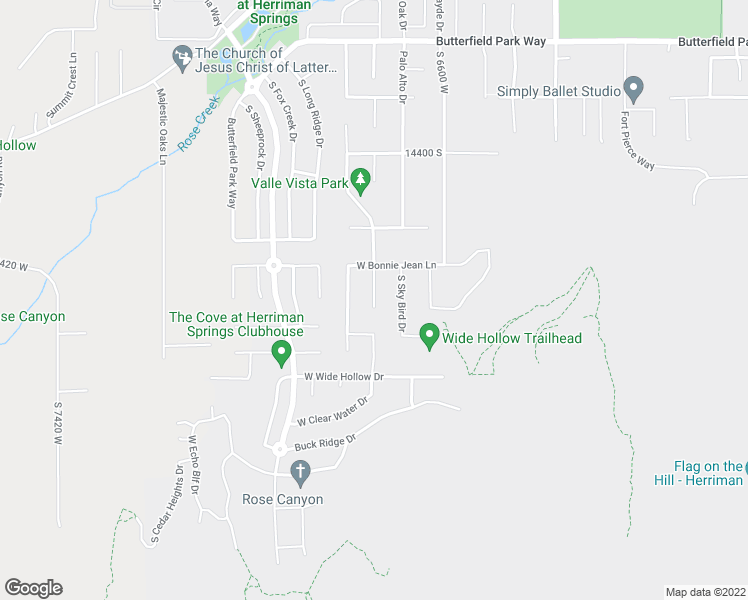 map of restaurants, bars, coffee shops, grocery stores, and more near 14654 South Ward Hills Circle in Herriman