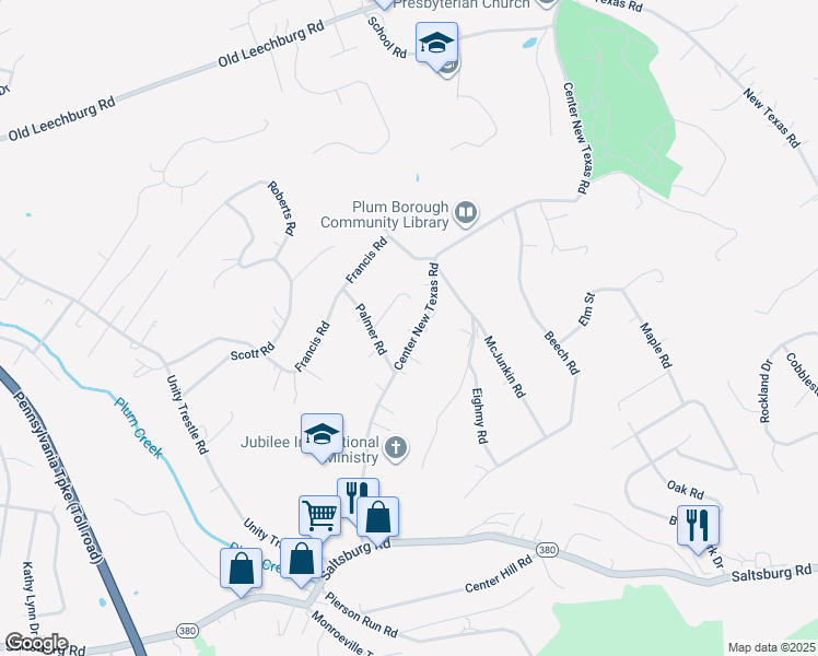 map of restaurants, bars, coffee shops, grocery stores, and more near 329 Center New Texas Road in Pittsburgh