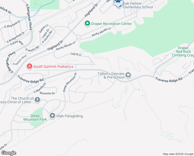map of restaurants, bars, coffee shops, grocery stores, and more near 14668 Draper View Cove in Draper