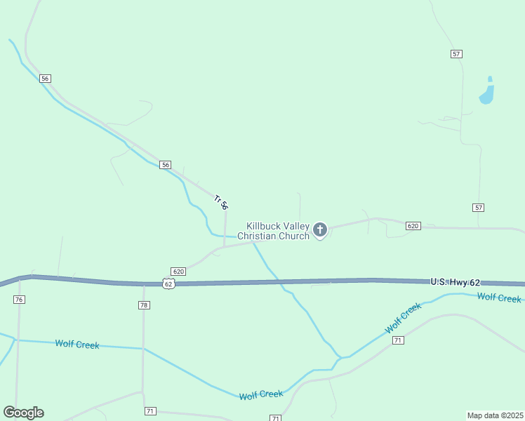 map of restaurants, bars, coffee shops, grocery stores, and more near 10609 County Highway 620 in Killbuck