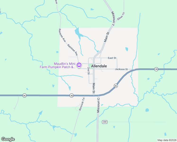 map of restaurants, bars, coffee shops, grocery stores, and more near 2nd Street in Grant City