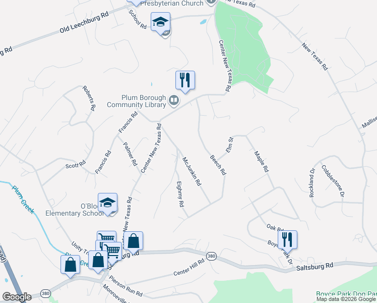 map of restaurants, bars, coffee shops, grocery stores, and more near 205 McJunkin Road in Pittsburgh