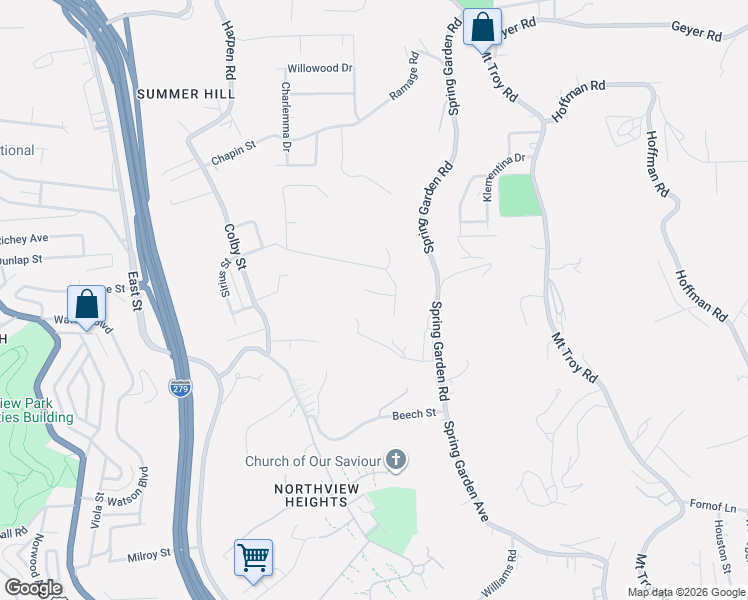 map of restaurants, bars, coffee shops, grocery stores, and more near 346 Kohlman Drive in Pittsburgh