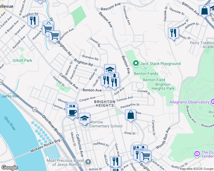 map of restaurants, bars, coffee shops, grocery stores, and more near 3818 McClure Avenue in Pittsburgh
