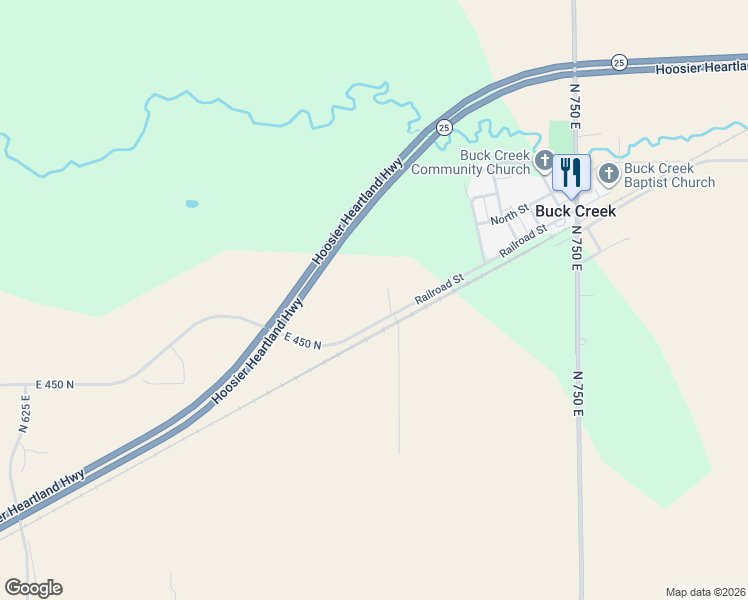 map of restaurants, bars, coffee shops, grocery stores, and more near 7764 East 450 North in Lafayette