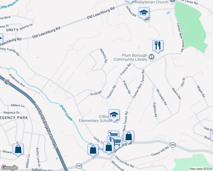 map of restaurants, bars, coffee shops, grocery stores, and more near 226 Scott Road in Pittsburgh