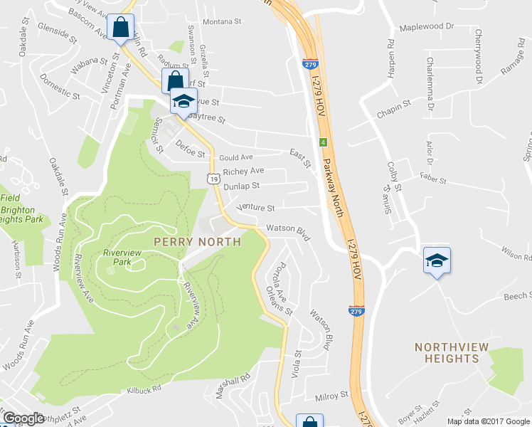map of restaurants, bars, coffee shops, grocery stores, and more near 301 Venture St in Pittsburgh