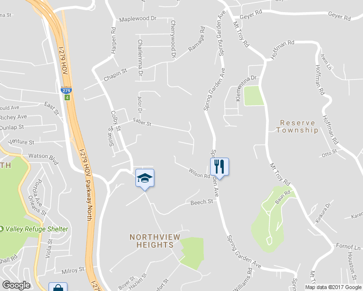 map of restaurants, bars, coffee shops, grocery stores, and more near 346 Kohlman Drive in Pittsburgh