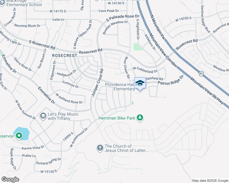 map of restaurants, bars, coffee shops, grocery stores, and more near 14657 South Alpine View Drive in Herriman