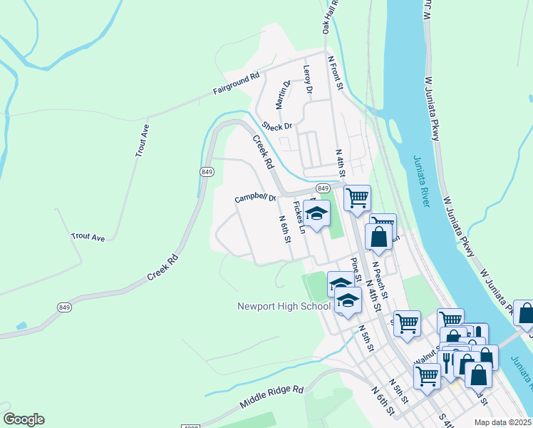 map of restaurants, bars, coffee shops, grocery stores, and more near 653 North 6th Street in Newport