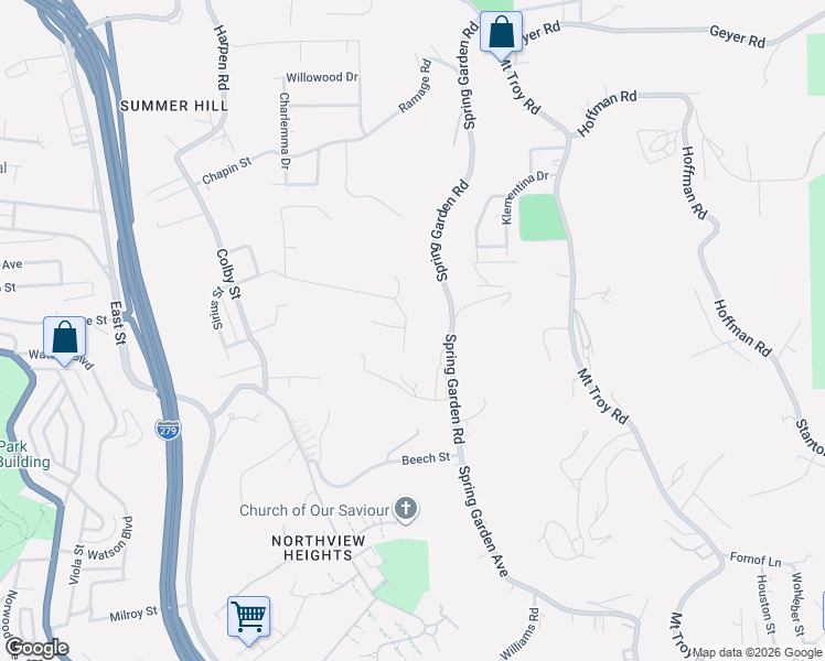 map of restaurants, bars, coffee shops, grocery stores, and more near 3545 Faber Terrace in Pittsburgh
