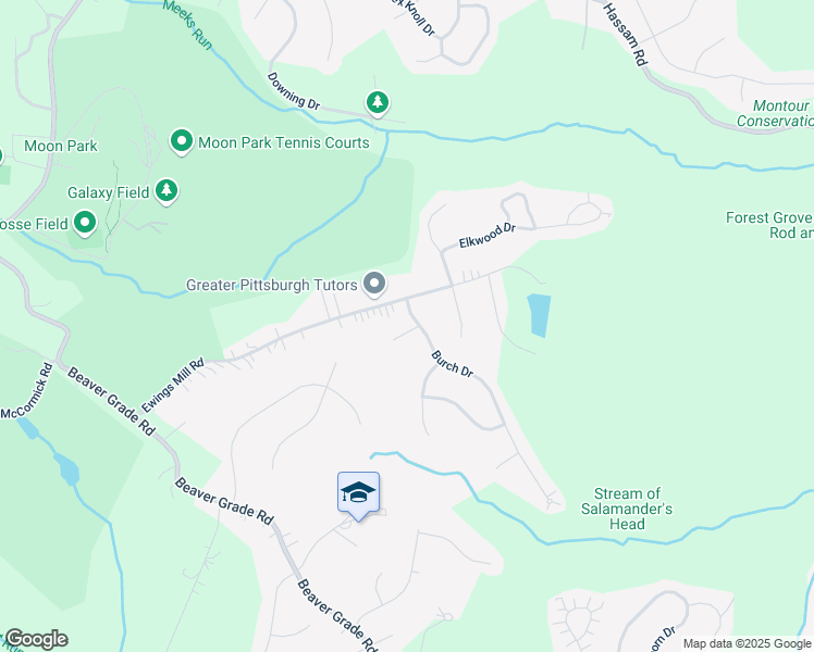 map of restaurants, bars, coffee shops, grocery stores, and more near 202 Burch Drive in Coraopolis