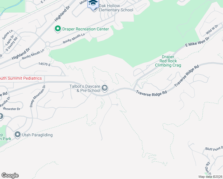 map of restaurants, bars, coffee shops, grocery stores, and more near 947 Traverse Ridge Road in Draper