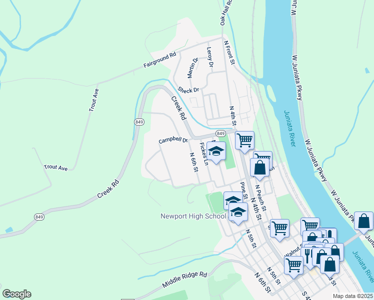 map of restaurants, bars, coffee shops, grocery stores, and more near 653 North 6th Street in Newport