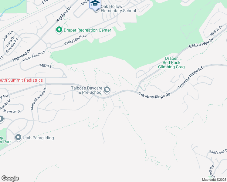 map of restaurants, bars, coffee shops, grocery stores, and more near 947 Traverse Ridge Road in Draper