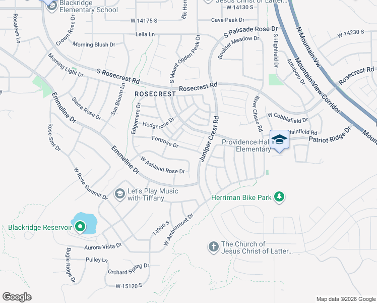 map of restaurants, bars, coffee shops, grocery stores, and more near 5093 Fortrose Drive in Herriman