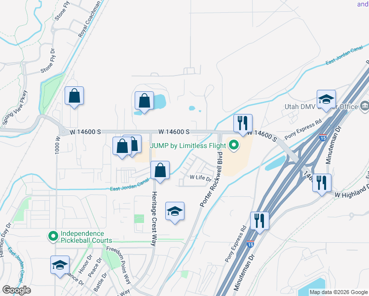 map of restaurants, bars, coffee shops, grocery stores, and more near 621 West 14600 South in Bluffdale