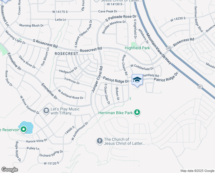 map of restaurants, bars, coffee shops, grocery stores, and more near 14649 South Quiet Glen Drive in Herriman