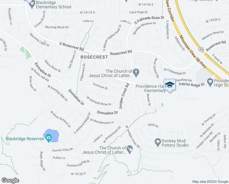 map of restaurants, bars, coffee shops, grocery stores, and more near 5079 Fortrose Drive in Herriman