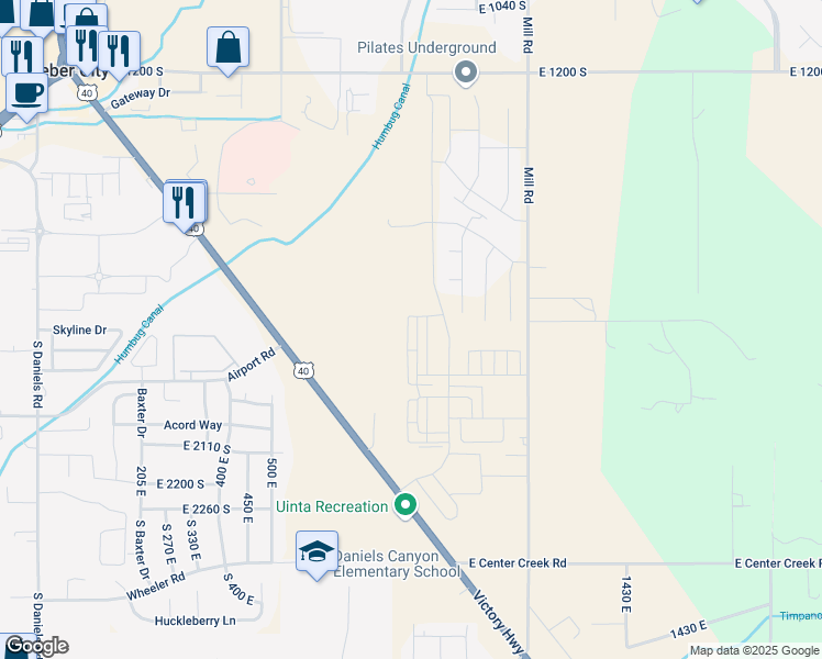 map of restaurants, bars, coffee shops, grocery stores, and more near 1822 South 930 East in Heber City