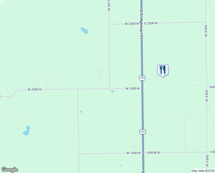 map of restaurants, bars, coffee shops, grocery stores, and more near 2011 North 250 West in Vernal