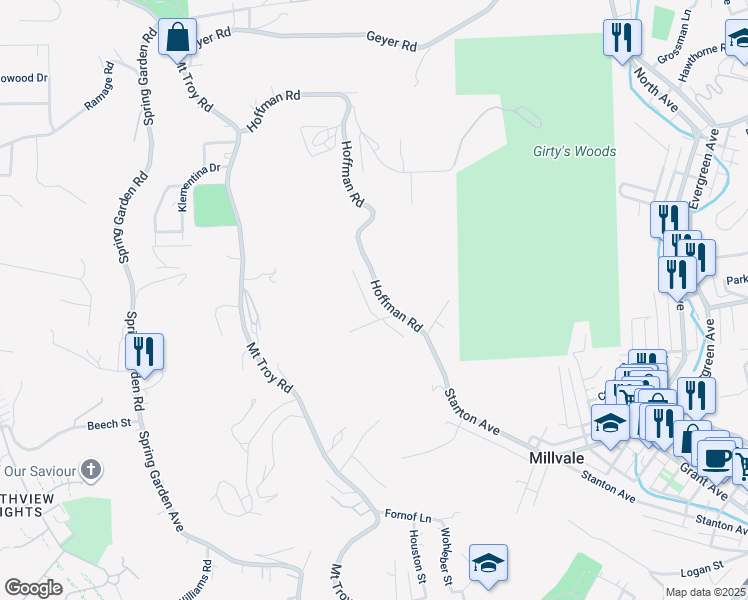 map of restaurants, bars, coffee shops, grocery stores, and more near 213 Walters Avenue in Pittsburgh