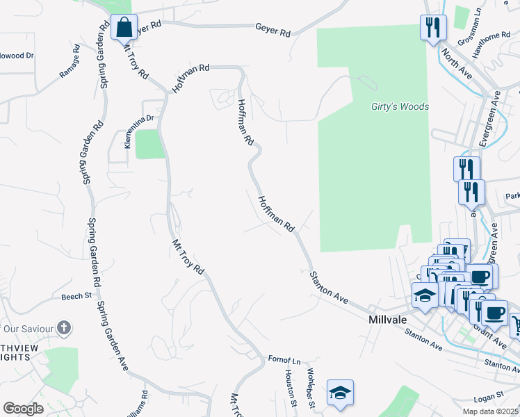 map of restaurants, bars, coffee shops, grocery stores, and more near 213 Walters Avenue in Pittsburgh