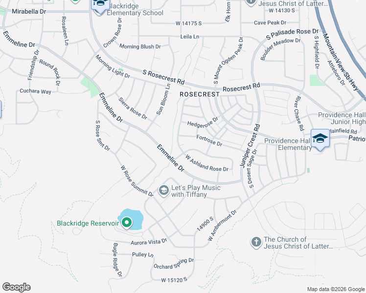 map of restaurants, bars, coffee shops, grocery stores, and more near 14664 Edgemere Drive in Herriman