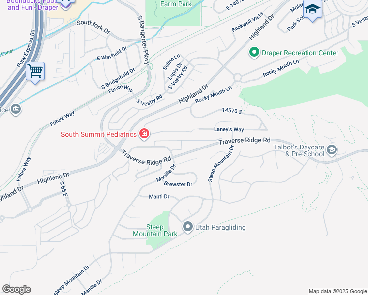 map of restaurants, bars, coffee shops, grocery stores, and more near 14659 Culross Lane in Draper
