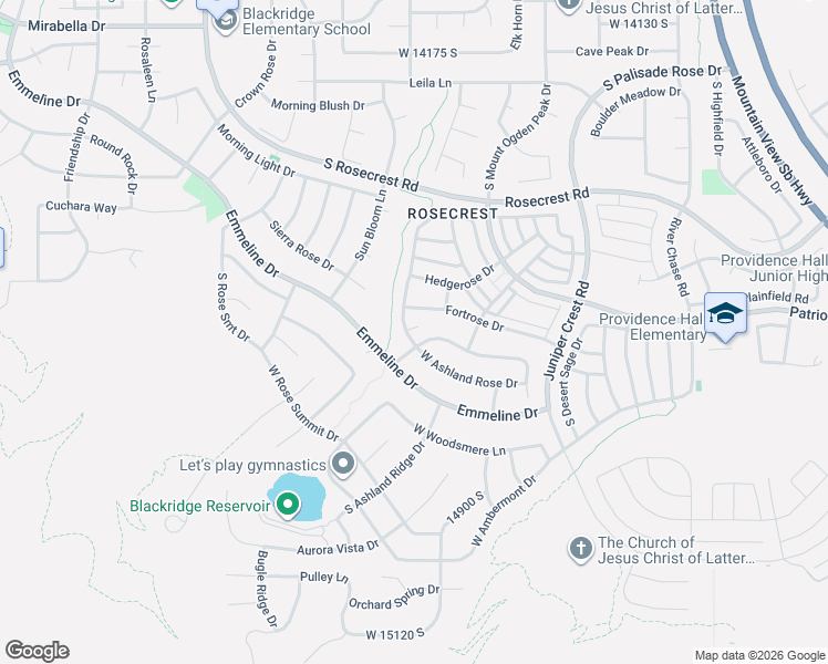 map of restaurants, bars, coffee shops, grocery stores, and more near 5257 West Lily Cove in Herriman