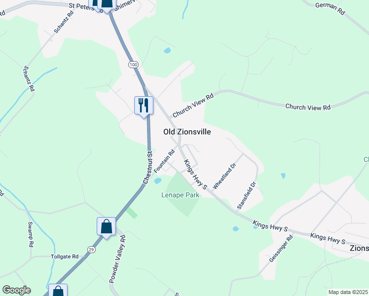map of restaurants, bars, coffee shops, grocery stores, and more near 6011 Kings Highway South in Zionsville