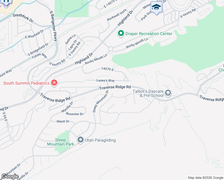 map of restaurants, bars, coffee shops, grocery stores, and more near 14648 South Pristine View Cove in Draper