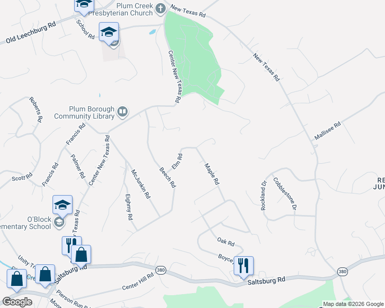map of restaurants, bars, coffee shops, grocery stores, and more near 320 Maple Road in Pittsburgh