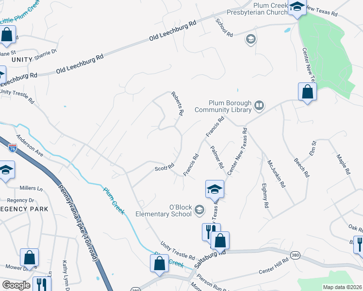 map of restaurants, bars, coffee shops, grocery stores, and more near 226 Scott Road in Pittsburgh
