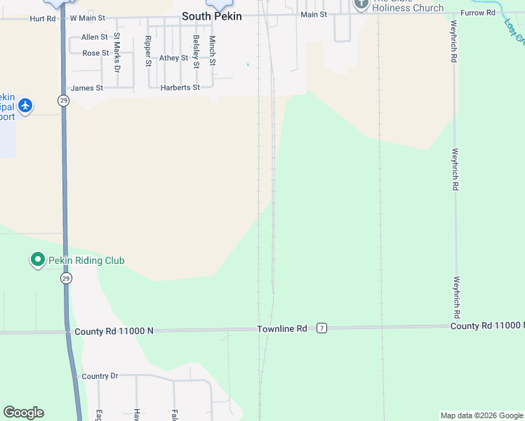 map of restaurants, bars, coffee shops, grocery stores, and more near 14684 Townline Road in Pekin