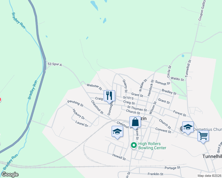 map of restaurants, bars, coffee shops, grocery stores, and more near 901-929 Saint Joseph Street in Gallitzin