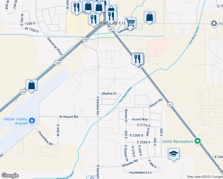 map of restaurants, bars, coffee shops, grocery stores, and more near 144 East Turner Mill Road in Heber City