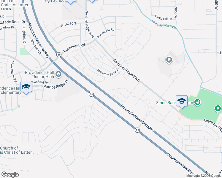 map of restaurants, bars, coffee shops, grocery stores, and more near 14653 Astin Lane in Herriman