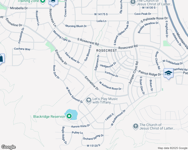 map of restaurants, bars, coffee shops, grocery stores, and more near 14664 Edgemere Drive in Herriman
