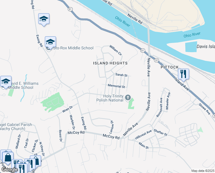 map of restaurants, bars, coffee shops, grocery stores, and more near 194 William Street in McKees Rocks