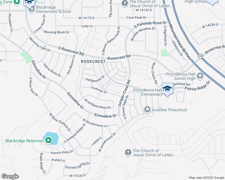map of restaurants, bars, coffee shops, grocery stores, and more near 5093 Fortrose Drive in Herriman