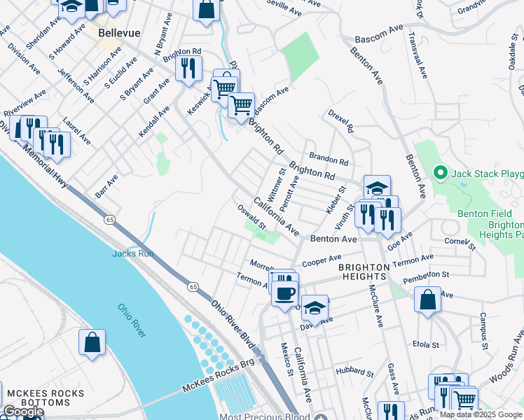 map of restaurants, bars, coffee shops, grocery stores, and more near 3900 Oswald Street in Pittsburgh