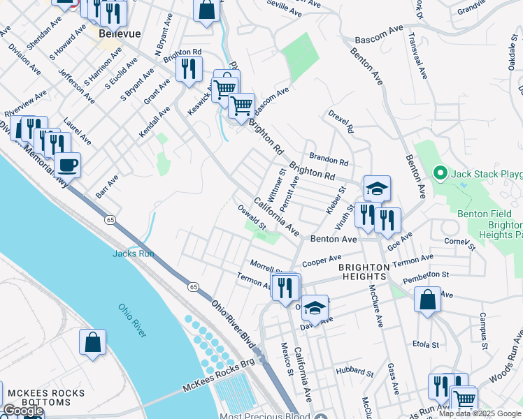 map of restaurants, bars, coffee shops, grocery stores, and more near 3900 Oswald Street in Pittsburgh