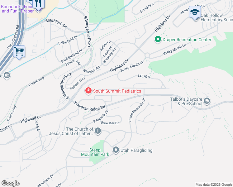 map of restaurants, bars, coffee shops, grocery stores, and more near 488 Laney's Way in Draper